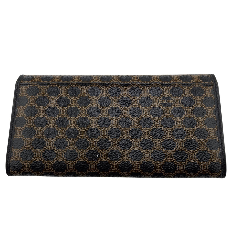 Celine Macadam Triomphe Long Wallet Black Brown Monogram Kiss Lock Clutch - Picture 3 of 10